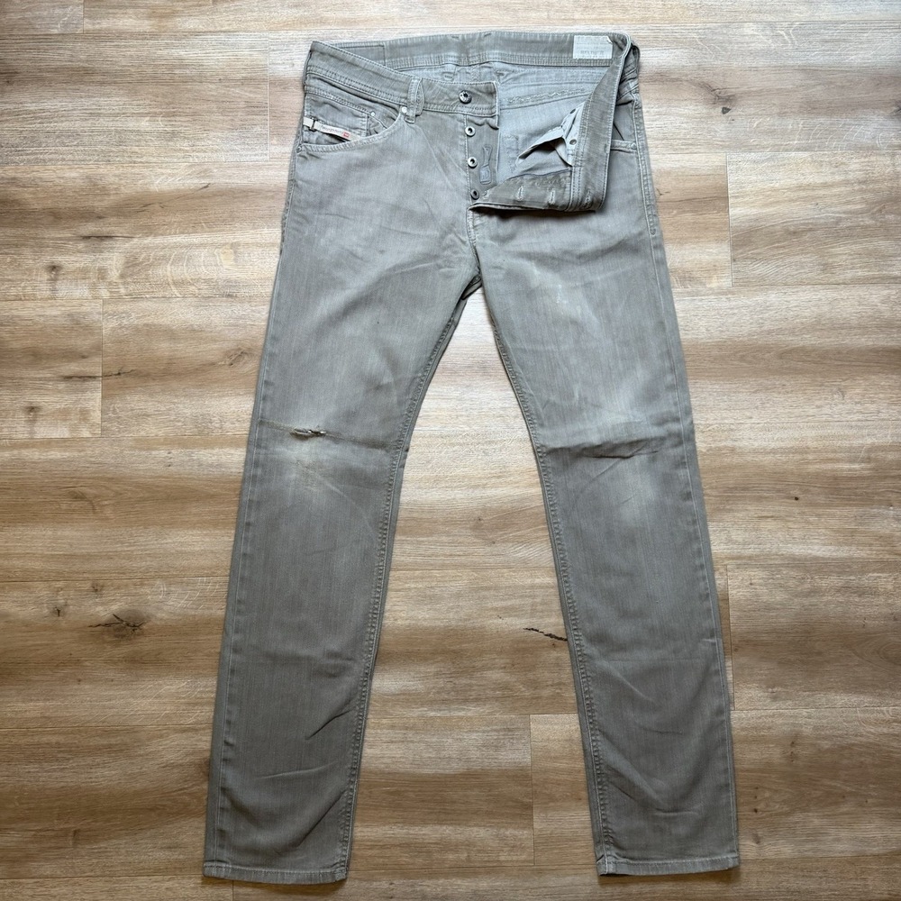 Diesel Belther Jeans Men 33x32 Brown Slim Tapered Stretch Modern Faded 0837L